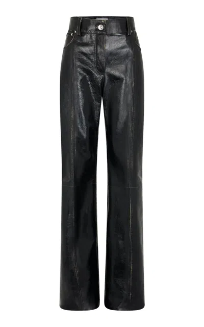 Rabanne Mid-rise Leather Straight-leg Pants In Black