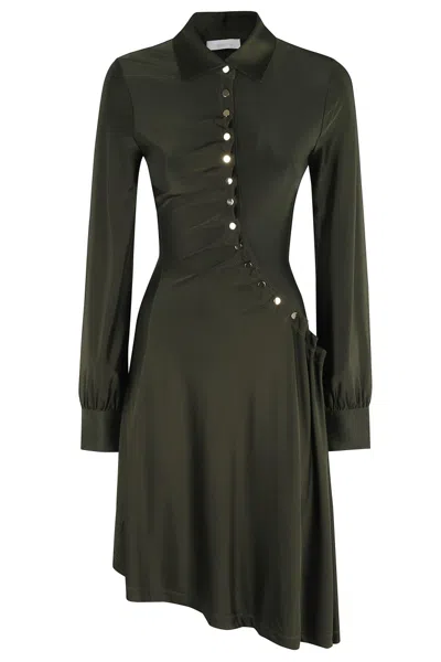 RABANNE RABANNE MIDI DRESS WITH CLASSIC COLLAR