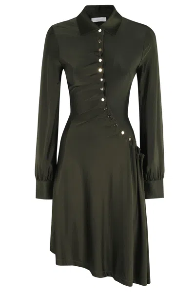 Rabanne Midi Dress With Classic Collar In Green