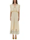 Rabanne Lace Inlay Sleeveless V-neck Midi Dress