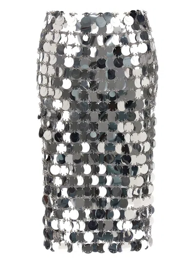 Rabanne Mirror-effect Sequin Midi Skirt In Silver