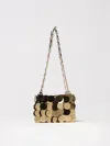 Rabanne Golden Shoulder Bag With Shimmering Metal Discs In Brown
