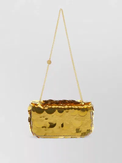 Rabanne Mini Baguette Clutch Bag Chain Strap In Gold