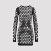 Rabanne Black Dress With Geometric All-over Pattern In Semi-transparent Polyamide Woman In Black