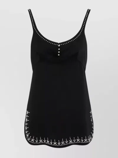 RABANNE MINI DRESS WITH ASYMMETRIC HEM AND SILVER-TONE STUDS