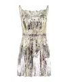 Rabanne Laminated Pleated Satin Top With Lace Detail In Nude