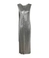 Rabanne Mesh Draped Maxi Sequin Dress In Gray