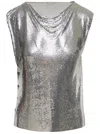 Rabanne Silver Mini Mesh Top In Silver