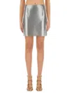 Rabanne Metallic Miniskirt With High Waist And Chainmail Detail In Tech Fabric Woman