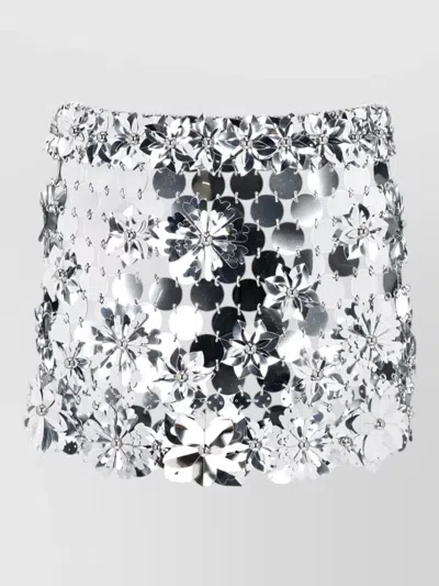 Rabanne Mini Skirt With Metallic Finish In Silver