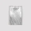 Rabanne Metallic Miniskirt With High Waist And Chainmail Detail In Tech Fabric Woman In Silver