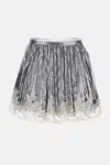 Rabanne Crystal-embellished Lace-trimmed Chainmail Mini Skirt In Silver