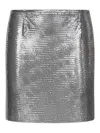 Rabanne Metallic Miniskirt With High Waist And Chainmail Detail In Tech Fabric Woman In Silver