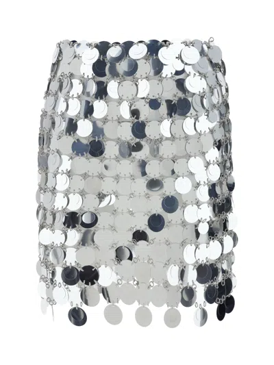 RABANNE MINI SKIRT WITH CIRCULAR MIRROR EFFECT DISCS