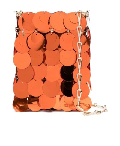 Rabanne Mini Sparkle Crossbody Bag In Orange