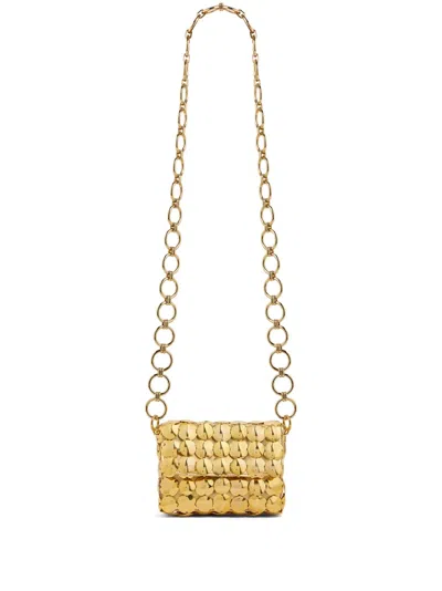 Rabanne Mini Sparkle Layered Crossbody Bag In Gold