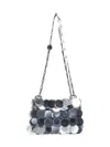 Rabanne Mini Sparkle Shoulder Bag In Silver