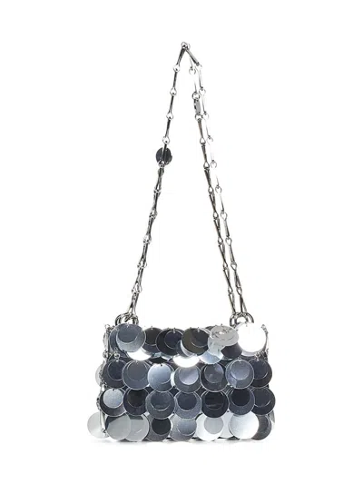 Rabanne Mini Sparkle Shoulder Bag In Silver