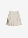 Rabanne Womens Box-pleat Button-front Cotton And Wool-blend Mini Skirt Mix Grey In Beige