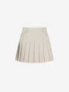 Rabanne Womens Box-pleat Button-front Cotton And Wool-blend Mini Skirt Mix Grey In Beige