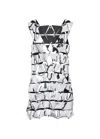 Rabanne Geometric Short Dress With Reflective Panels And Open Back In White