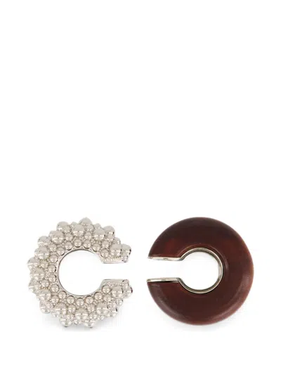 Rabanne Mismatched Ear Cuff Earrings In Brown