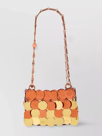 Rabanne Mix Metal Chain Shoulder Bag Disc In Orange