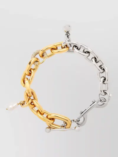 Rabanne Mixed Metal Chain Bracelet And Pearls In Multi