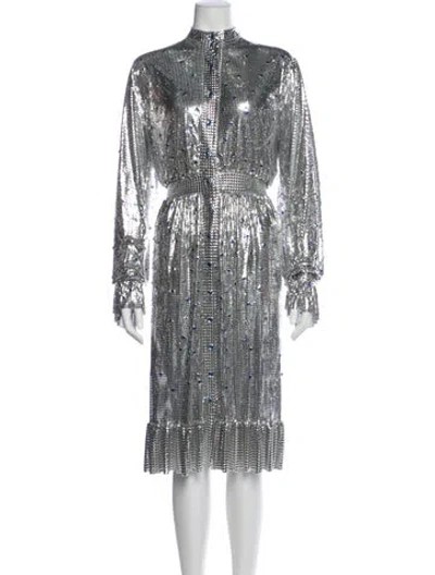 Pre-owned Rabanne Mock Neck Knee-length Dress In Silver