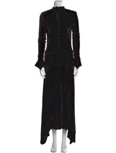 Pre-owned Rabanne Mock Neck Long Dress In Black