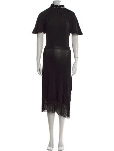 Pre-owned Rabanne Mock Neck Long Dress In Black