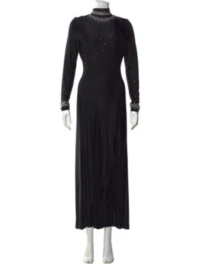 Pre-owned Rabanne Mock Neck Long Dress In Black