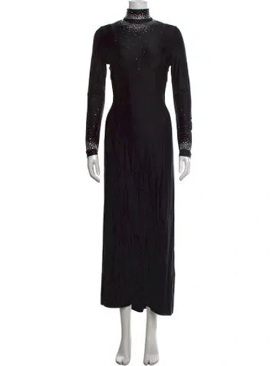 Pre-owned Rabanne Mock Neck Long Dress In Black