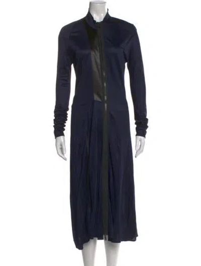 Pre-owned Rabanne Mock Neck Midi Length Dress In Blue
