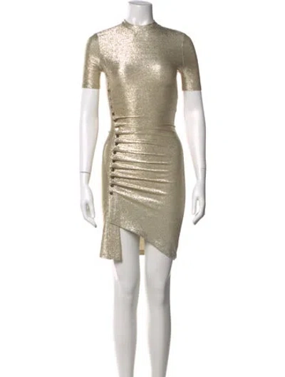 Pre-owned Rabanne Mock Neck Mini Dress In Gold
