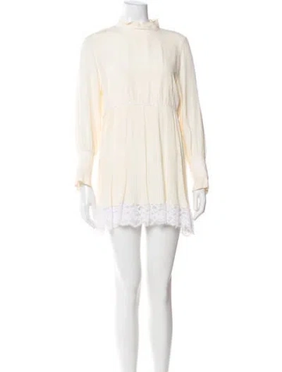 Pre-owned Rabanne Mock Neck Mini Dress In Neutral