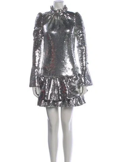 Pre-owned Rabanne Mock Neck Mini Dress In Neutral