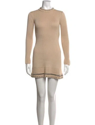 Pre-owned Rabanne Mock Neck Mini Dress In Neutral