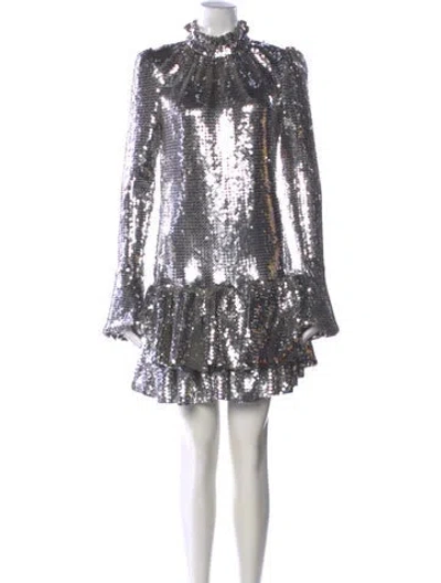Pre-owned Rabanne Mock Neck Mini Dress In Silver