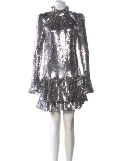 Pre-owned Rabanne Mock Neck Mini Dress In Silver