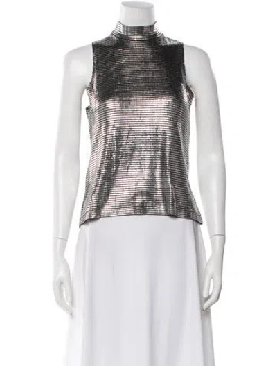 Pre-owned Rabanne Mock Neck Sleeveless Top In Silver