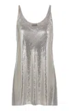Rabanne Metallic Sleeveless Top With Spaghetti Straps And Chainmail In Silver