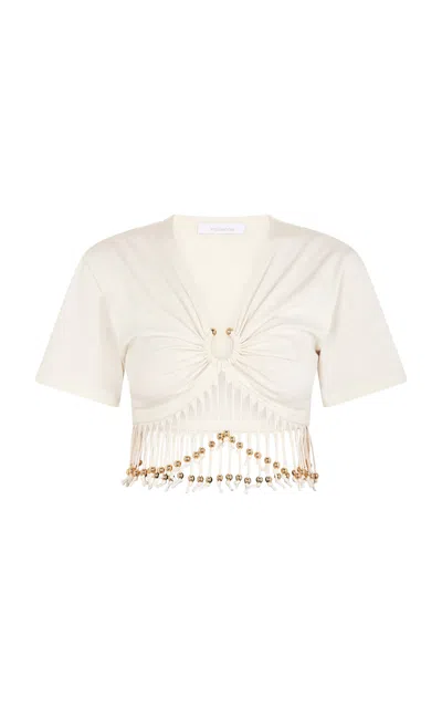 RABANNE RABANNE BEADED COTTON T-SHIRT