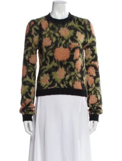 Pre-owned Rabanne Mohair Floral Print Sweater In Green
