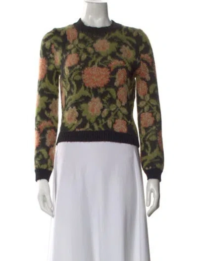 Pre-owned Rabanne Mohair Floral Print Sweater In Green