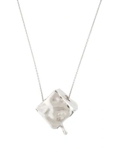 Pre-owned Rabanne Molten Cube Pendant Necklace, 45" In Multi