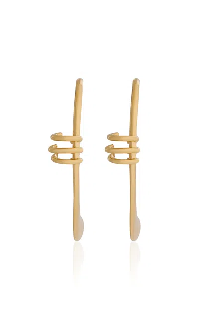 Rabanne Mono Brass Earcuff In Gold