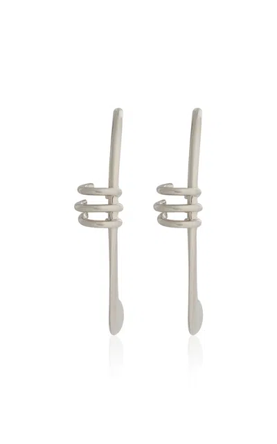 Rabanne Mono Brass Earcuff In White