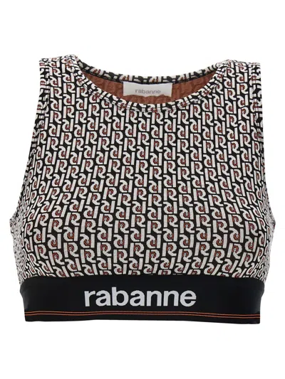 Rabanne Monogram Jacquard Cropped Sports Top In Multicolour