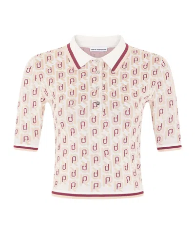 Rabanne Monogram-jacquard Short-sleeve Top In White
